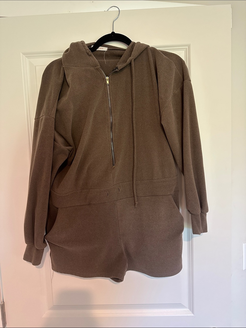 WinWin Brown Hooded Romper Jumpsuit